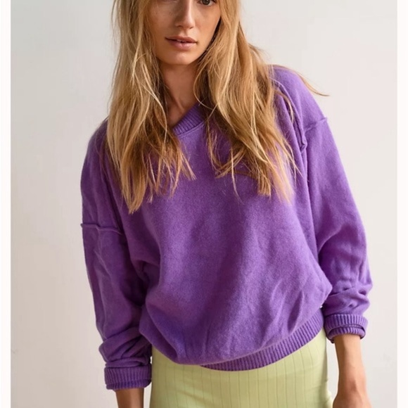 Free People Sweaters - Free People Kora Cashmere Crew Sweater Purple Small Quiet Luxury